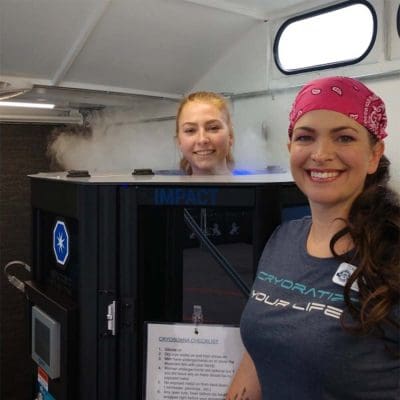 woman using full body cryotherapy